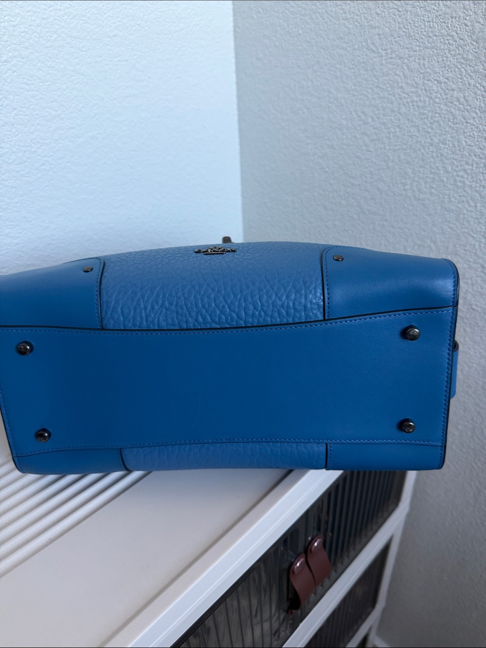 NWT Coach Bright Blue Mercer 30 Satchel with Gunmetal Hardware. - Picture 6 of 15
